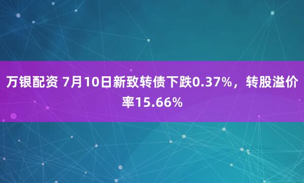万银配资 7月10日新致转债下跌0.37%，转股溢价率15.66%