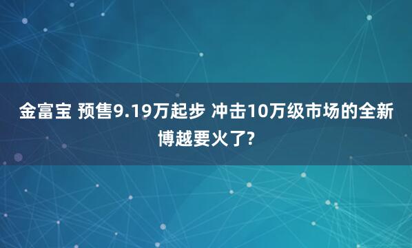 金富宝 预售9.19万起步 冲击10万级市场的全新博越要火了?