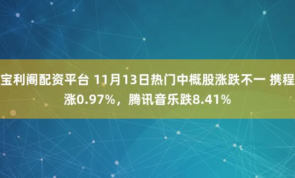 宝利阁配资平台 11月13日热门中概股涨跌不一 携程涨0.97%，腾讯音乐跌8.41%
